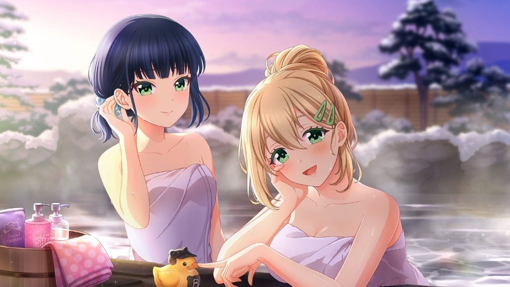 冬の朝日と露天風呂（野崎夕姫）